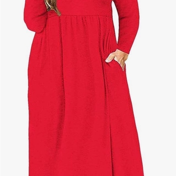 Plus Size Maxi Dress Long Sleeve Empire Waist Size 6X / 30 Red - Picture 5 of 13